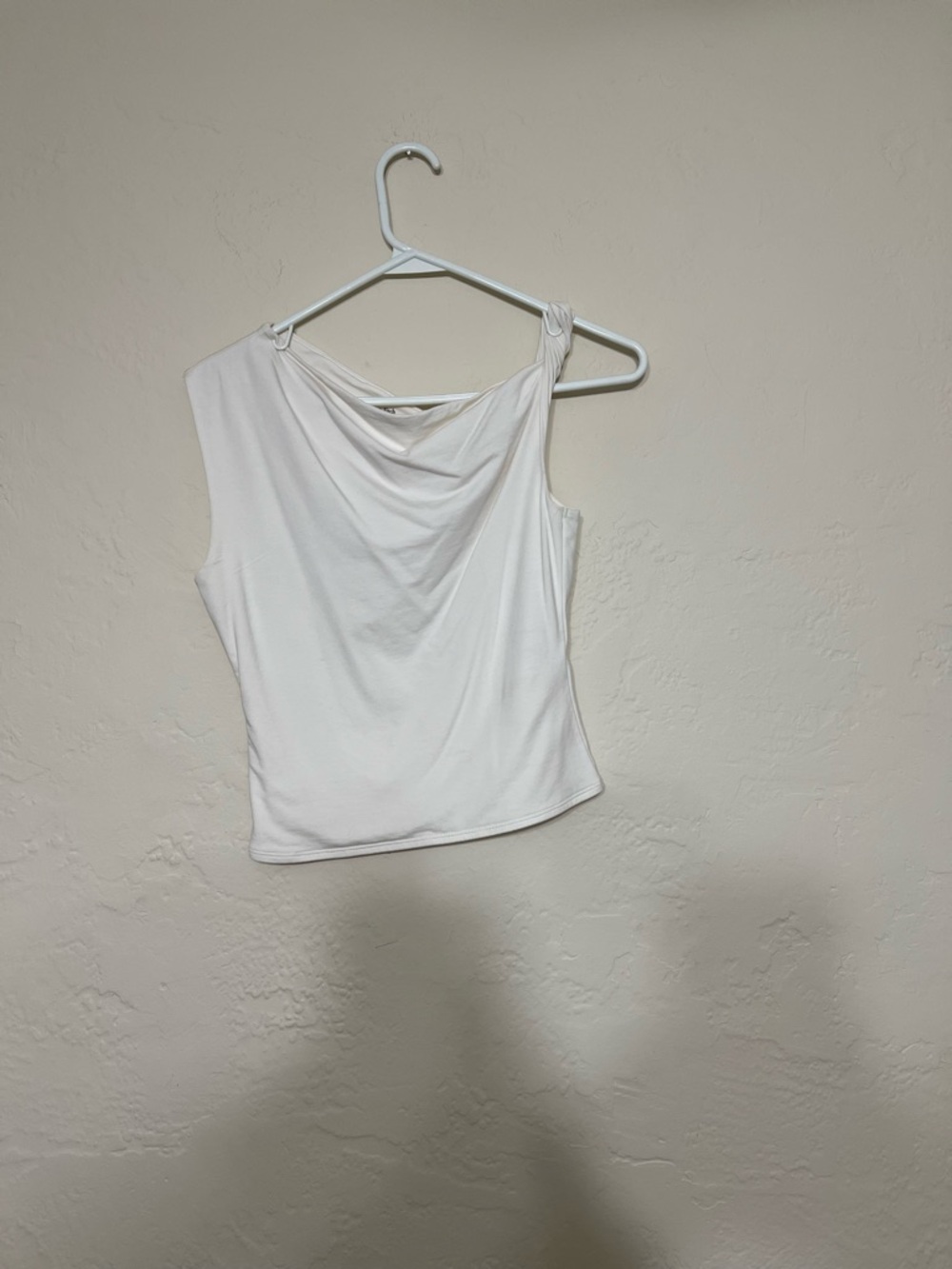 Abercrombie & Fitch White Asymmetrical  Cotton-Model Twist Top